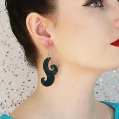 Nouveau Ripple Glitter Resin Drop Earrings - Black^Erstwilder Clearance