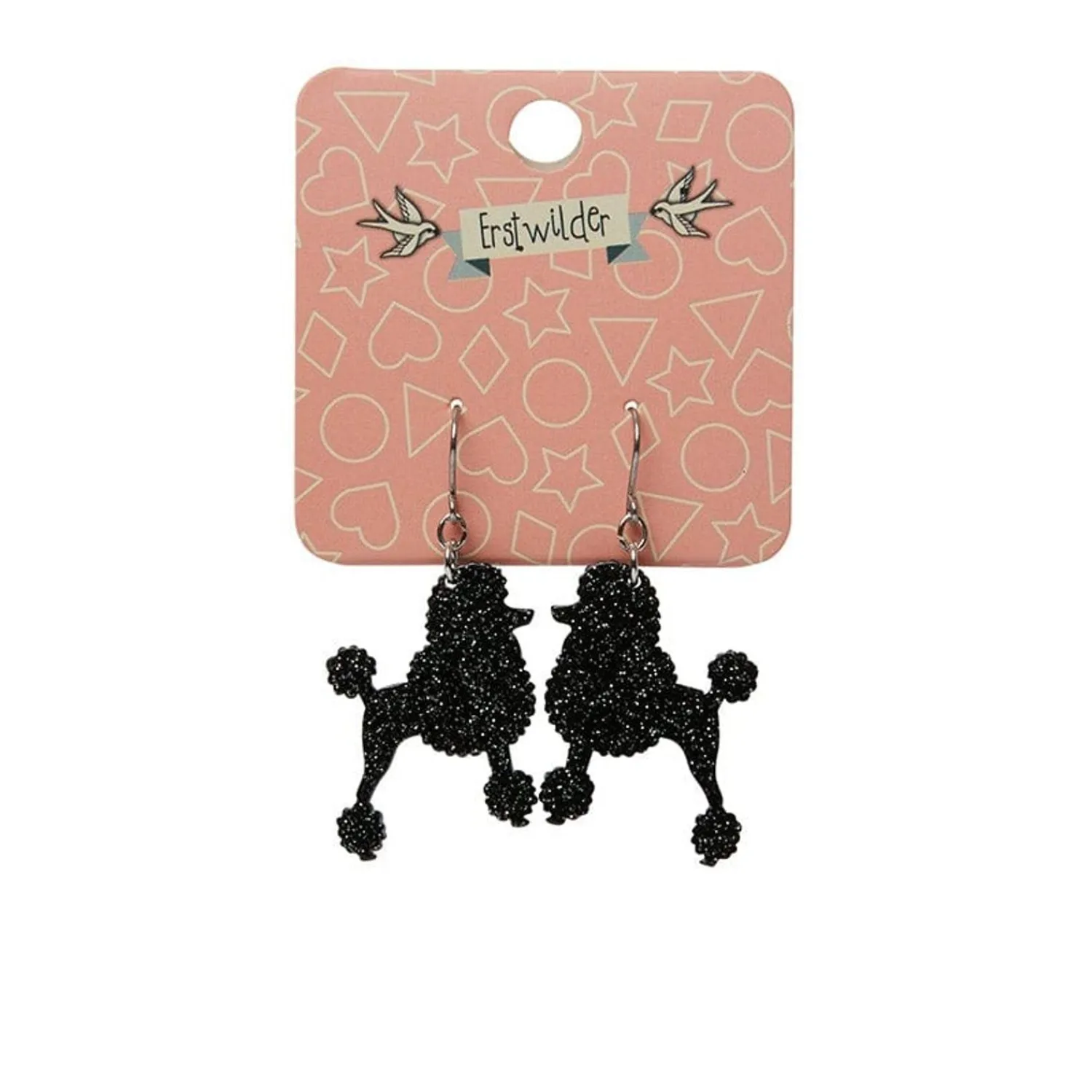 Poodle Glitter Hook Drop Earrings - Black^Erstwilder Sale
