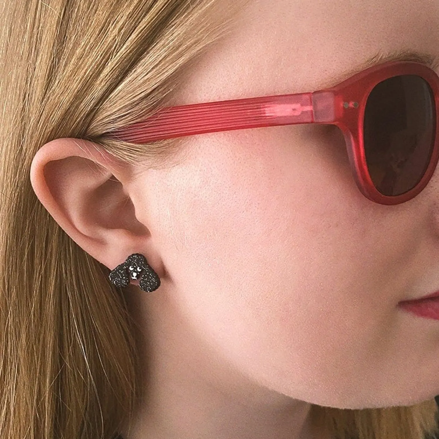 Poodle Glitter Stud Earrings - Black^Erstwilder Discount