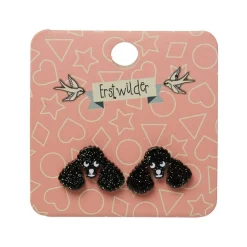 Poodle Glitter Stud Earrings - Black^Erstwilder Discount