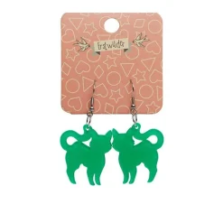 Pussy Cat Bubble Resin Drop Earrings - Green^Erstwilder Online