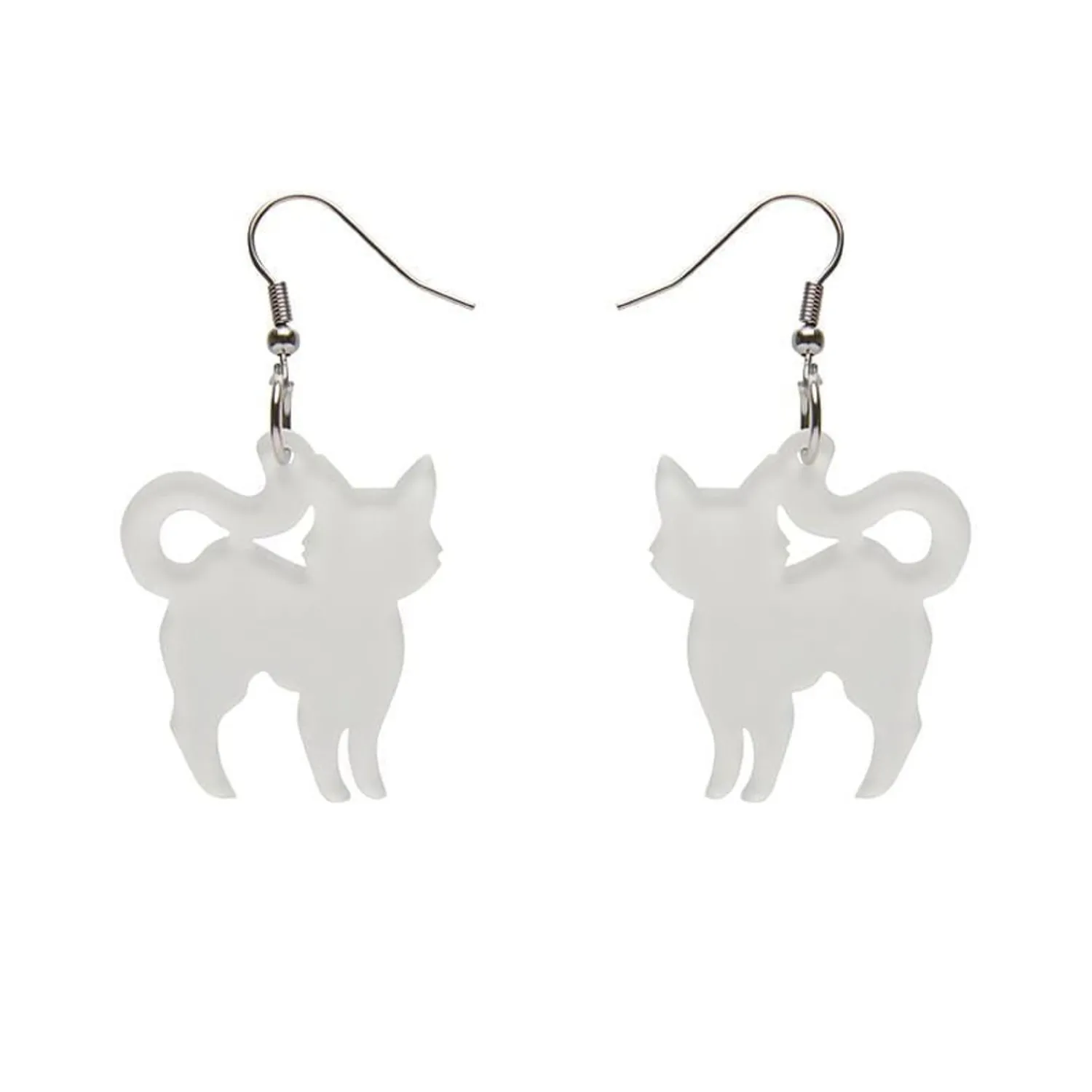 Pussy Cat Bubble Resin Drop Earrings - White^Erstwilder