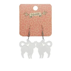 Pussy Cat Bubble Resin Drop Earrings - White^Erstwilder