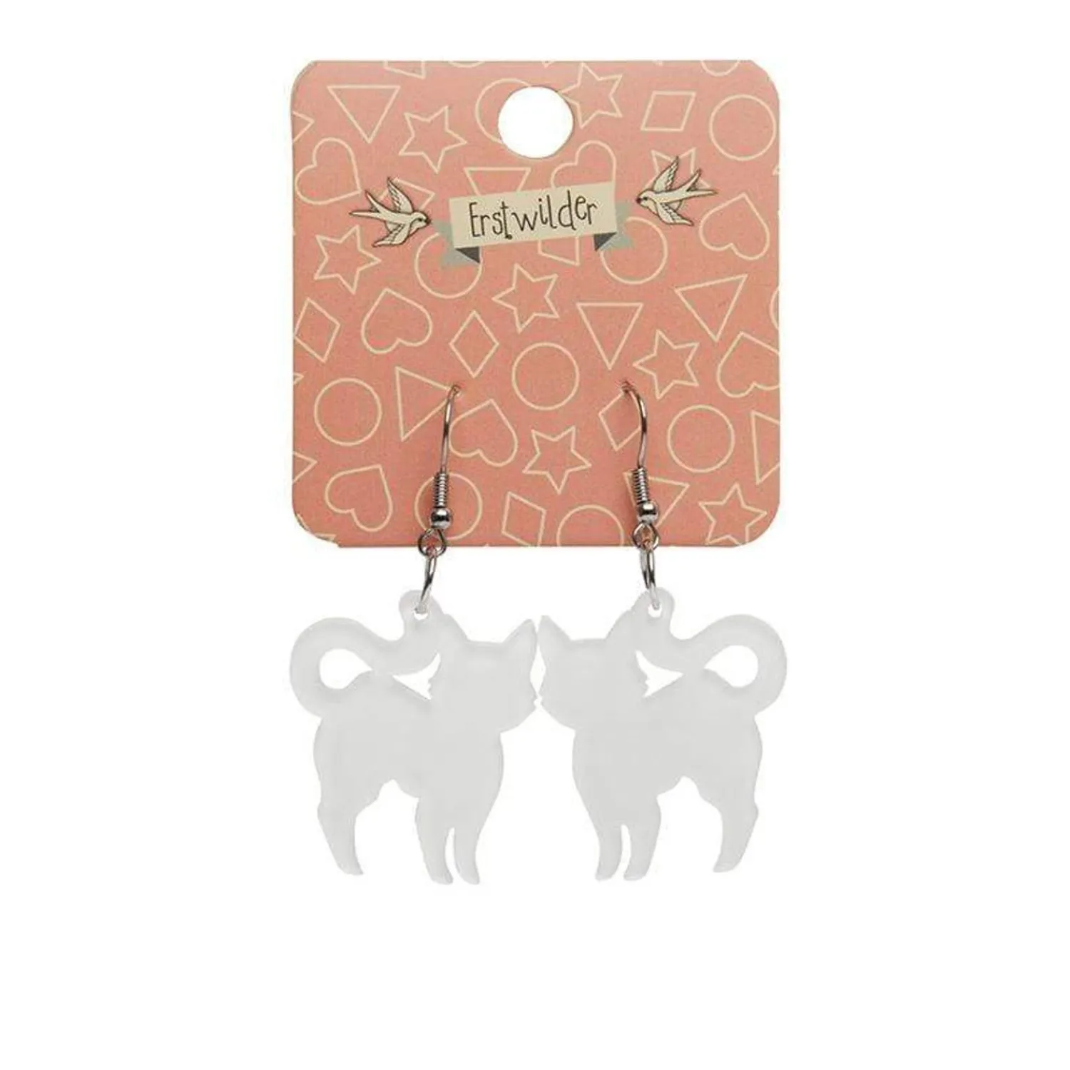 Pussy Cat Bubble Resin Drop Earrings - White^Erstwilder