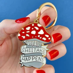 Shiitake Happens Enamel Key Charm^Erstwilder