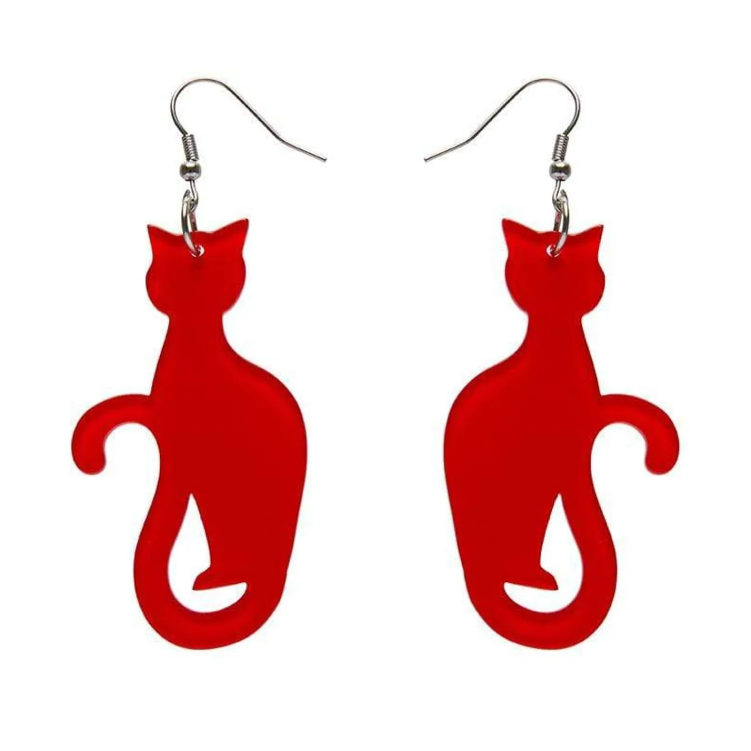 Sitting Cat Bubble Resin Drop Earrings - Red^Erstwilder Discount