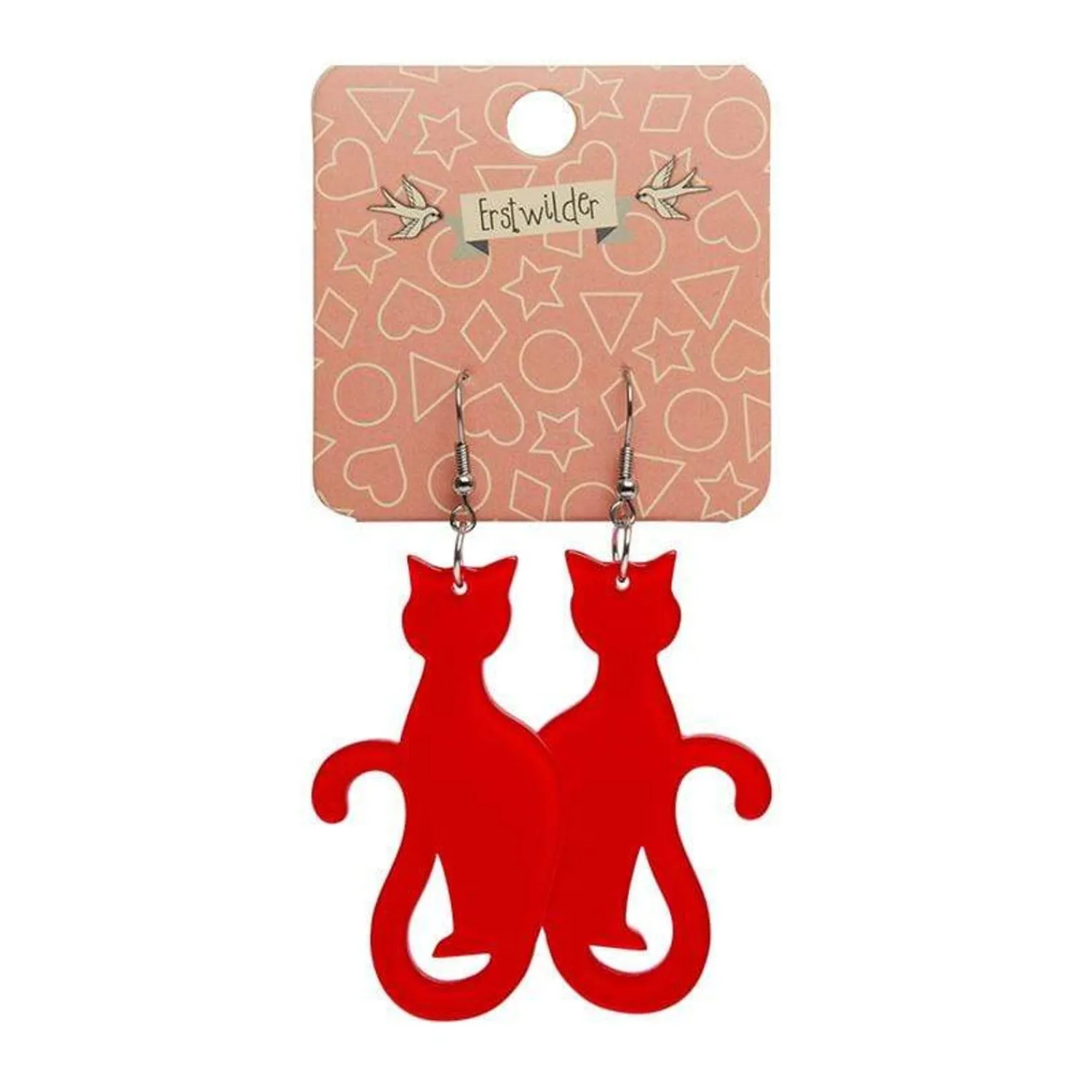 Sitting Cat Bubble Resin Drop Earrings - Red^Erstwilder Discount