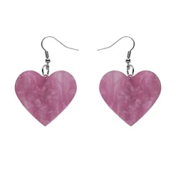 Solid Heart Ripple Resin Drop Earrings - Mauve^Erstwilder