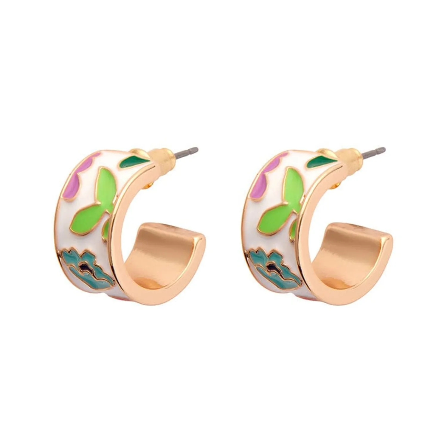 Spring To Life Enamel Huggie Earrings^Erstwilder