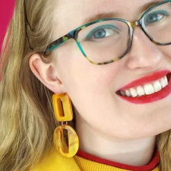 Statement Marble Chunky Drop Earrings - Mustard^Erstwilder Online