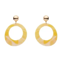Statement Marble Resin Circle Drop Earrings - Yellow^Erstwilder Hot