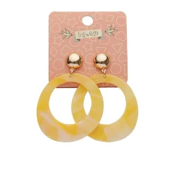 Statement Marble Resin Circle Drop Earrings - Yellow^Erstwilder Hot