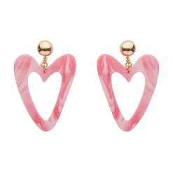 Statement Marble Resin Heart Drop Earrings - Pink^Erstwilder Best