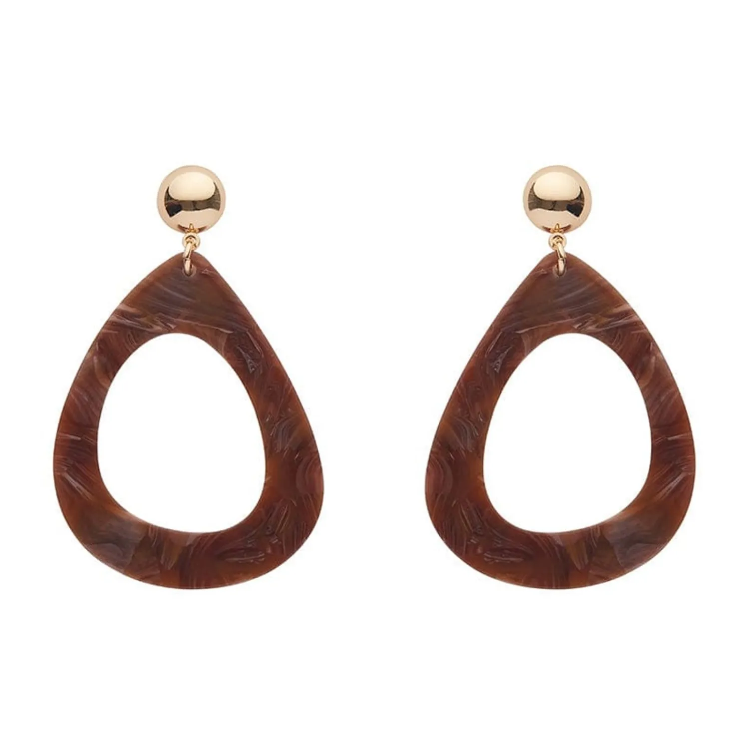 Statement Marble Resin Tear Drop Earrings - Brown^Erstwilder Online