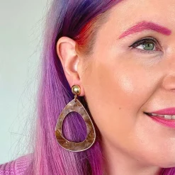 Statement Marble Resin Tear Drop Earrings - Brown^Erstwilder Online