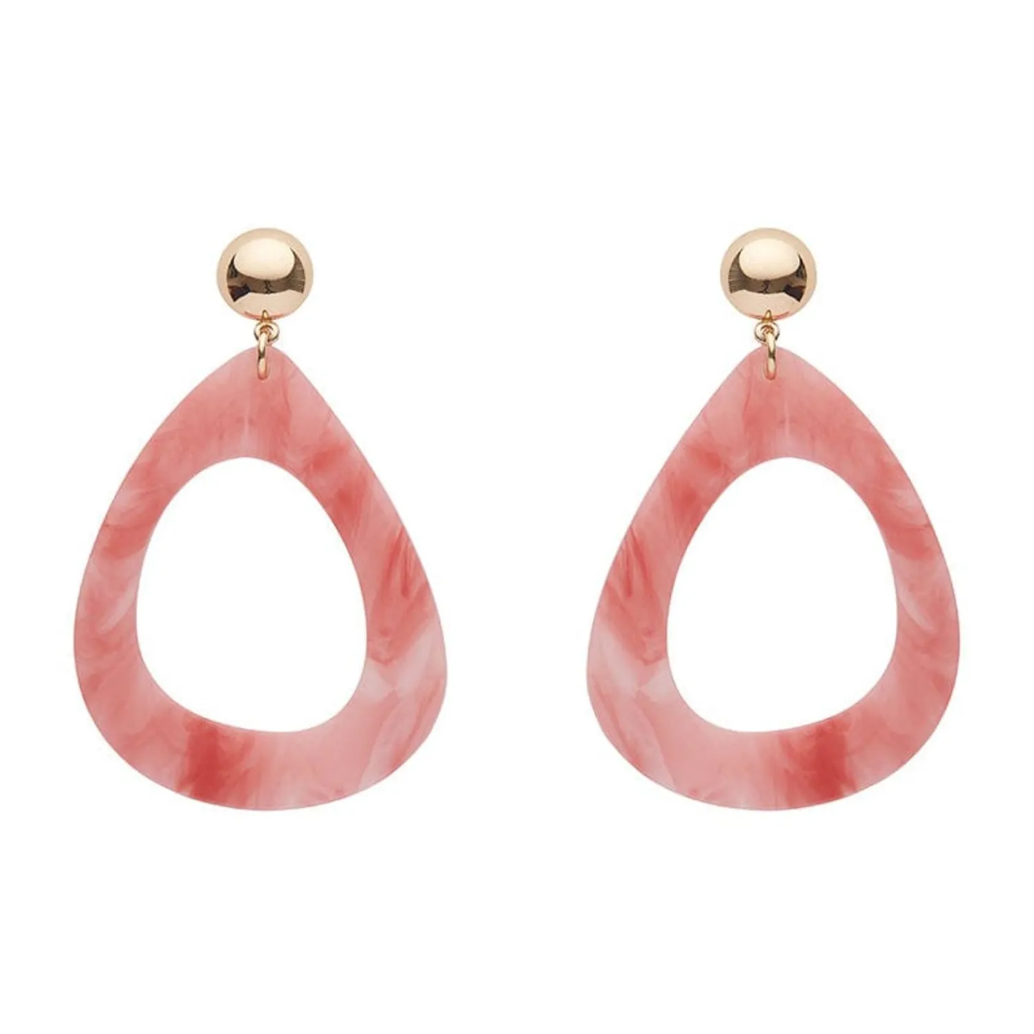 Statement Marble Resin Tear Drop Earrings - Coral^Erstwilder Sale