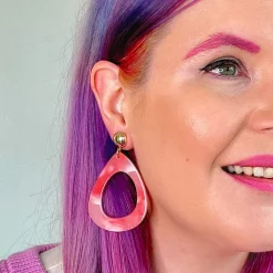 Statement Marble Resin Tear Drop Earrings - Coral^Erstwilder Sale