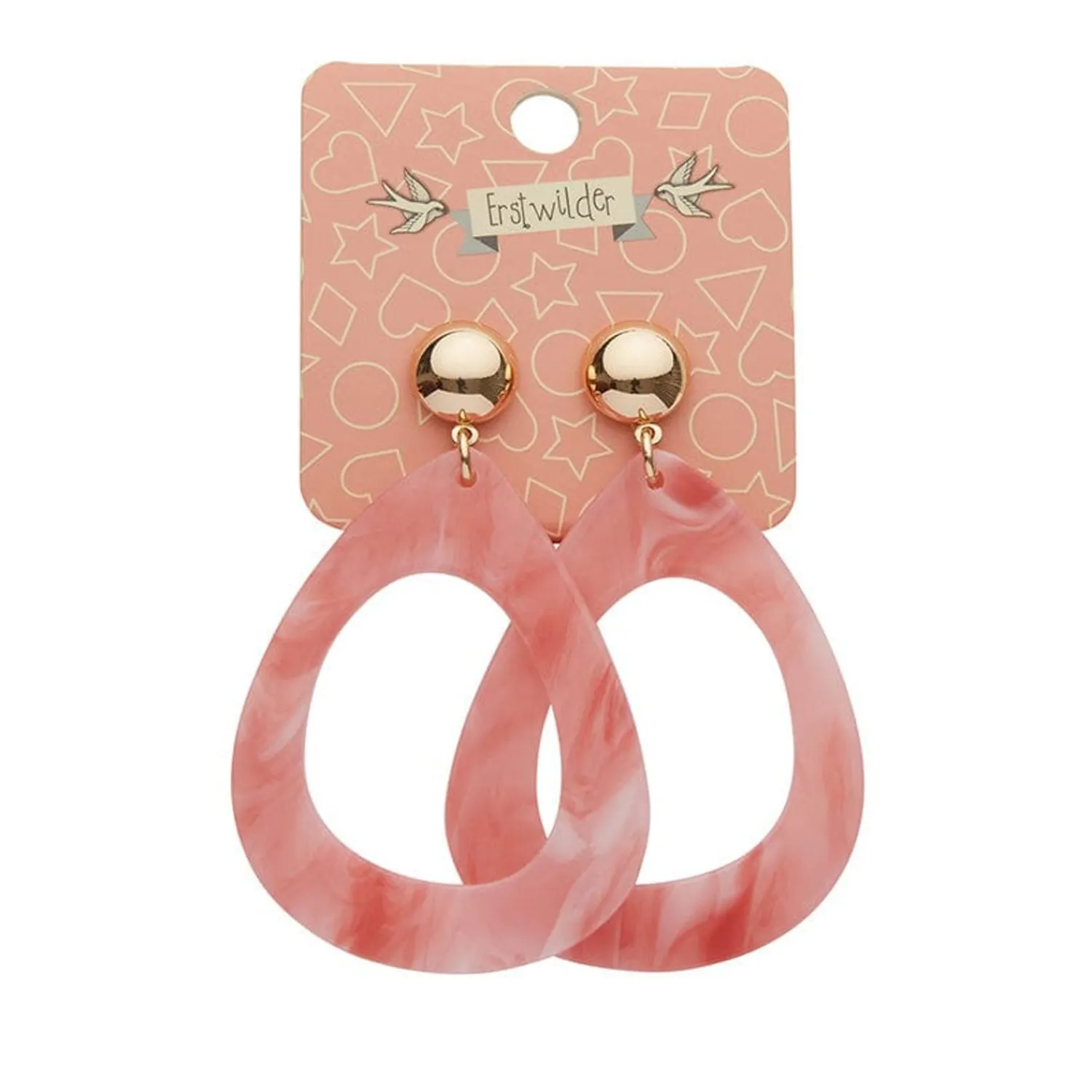 Statement Marble Resin Tear Drop Earrings - Coral^Erstwilder Sale