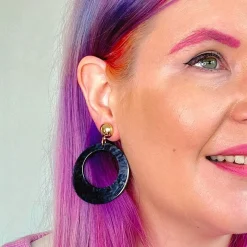 Statement Ripple Resin Circle Drop Earrings - Black^Erstwilder Best