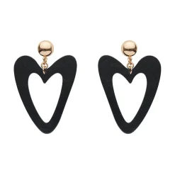 Statement Ripple Resin Heart Drop Earrings - Black^Erstwilder