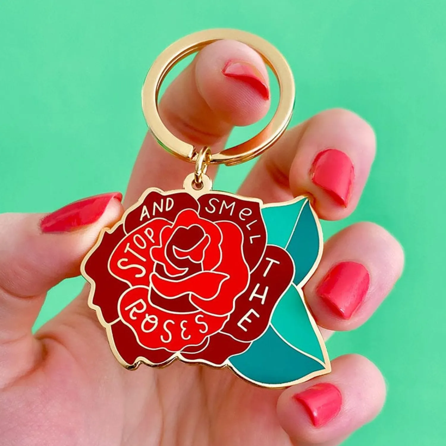 Stop And Smell The Roses Enamel Key Charm^Erstwilder Clearance
