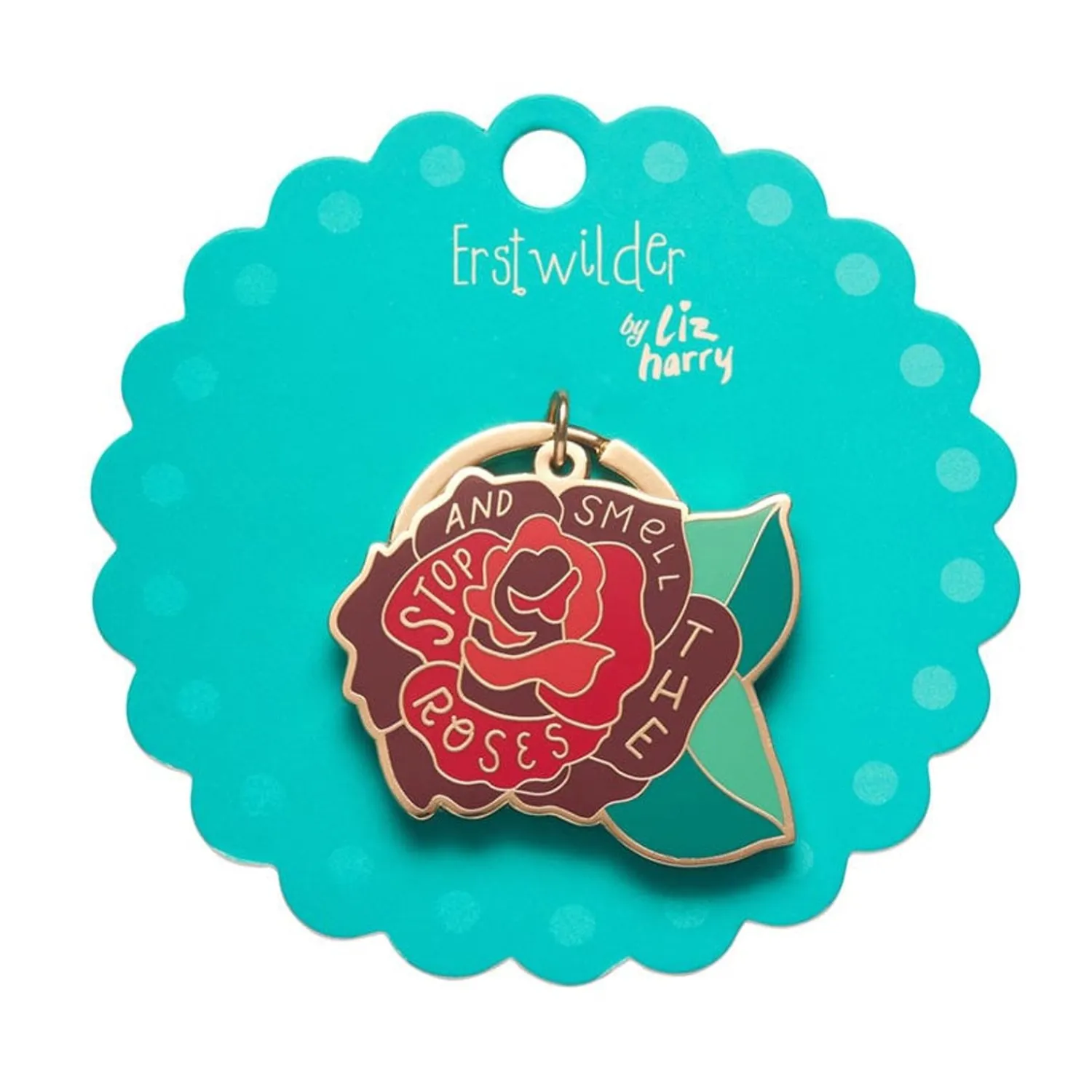 Stop And Smell The Roses Enamel Key Charm^Erstwilder Clearance
