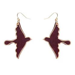 Swallow Ripple Glitter Resin Drop Earrings - Burgundy^Erstwilder Discount