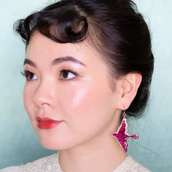 Swallow Ripple Glitter Resin Drop Earrings - Burgundy^Erstwilder Discount